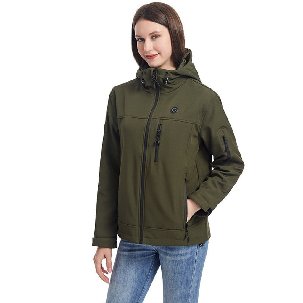 Women's Softshell Jacket Heated With USB Power Full Zip Hooded Coat Powered By Your Own 5V Bank - Image 7