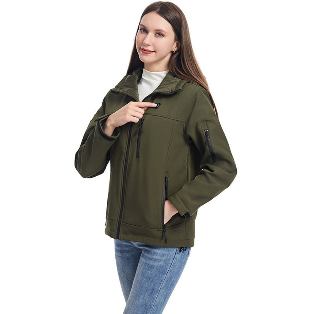 Women's Softshell Jacket Heated With USB Power Full Zip Hooded Coat Powered By Your Own 5V Bank - Image 8