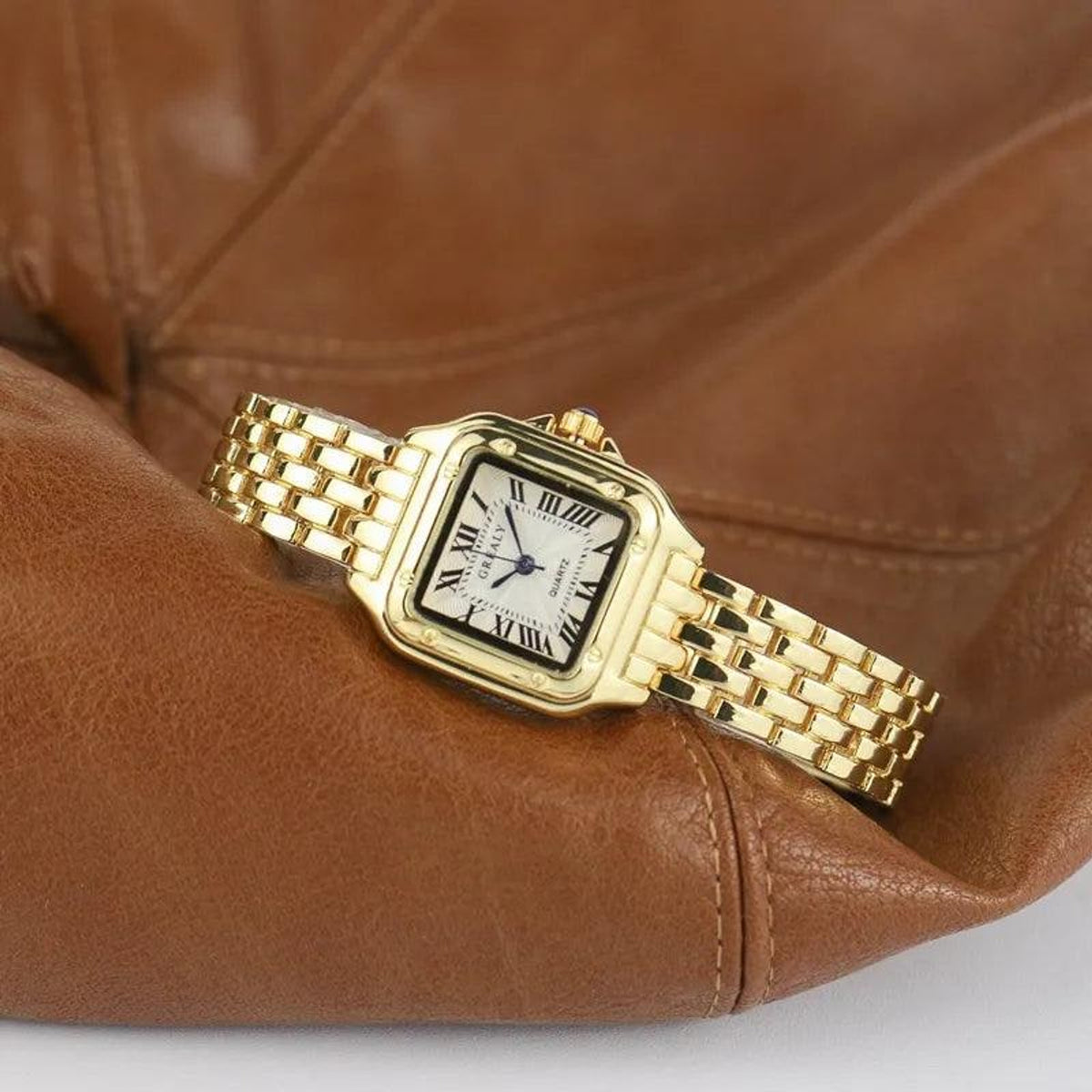Women's Square Watch with Comfortable Link Bracelet and Roman Numerals - Image 1
