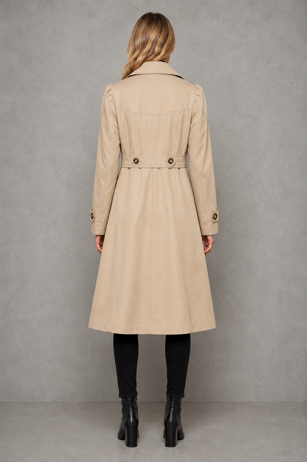 Women's Trench Coat Classic Longline Button-Front - Image 3