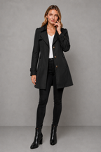 Women's Trench Coat Classic Longline Button-Front - Image 6
