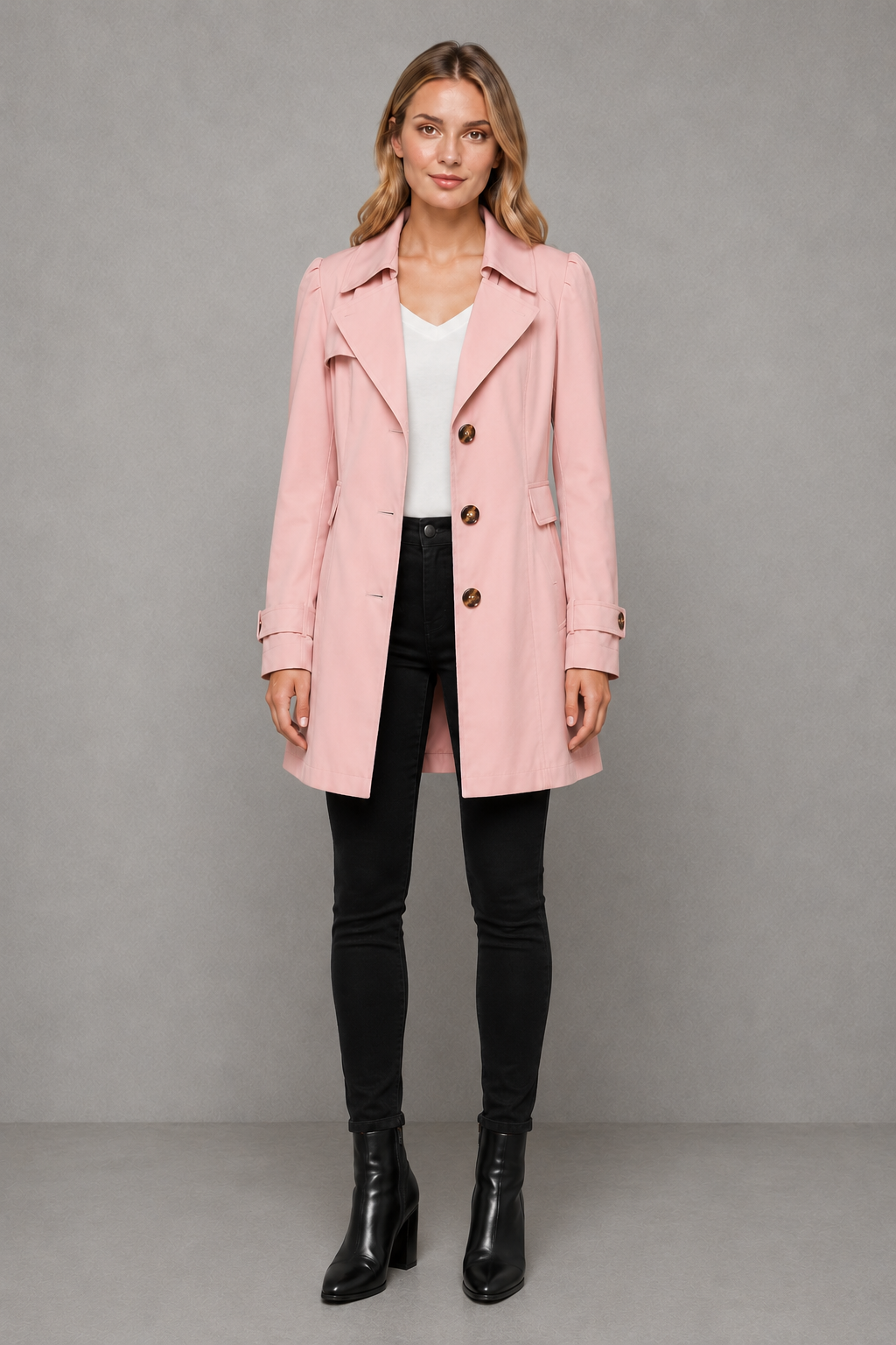 Women's Trench Coat Classic Longline Button-Front - Image 7