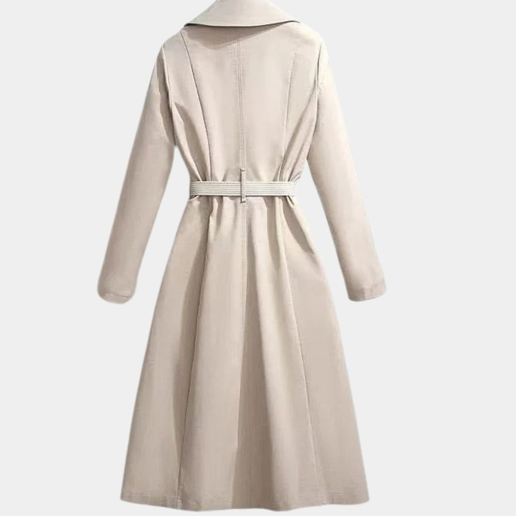 Women's Trench Coat Classic Midi Belted Scarf - Image 1