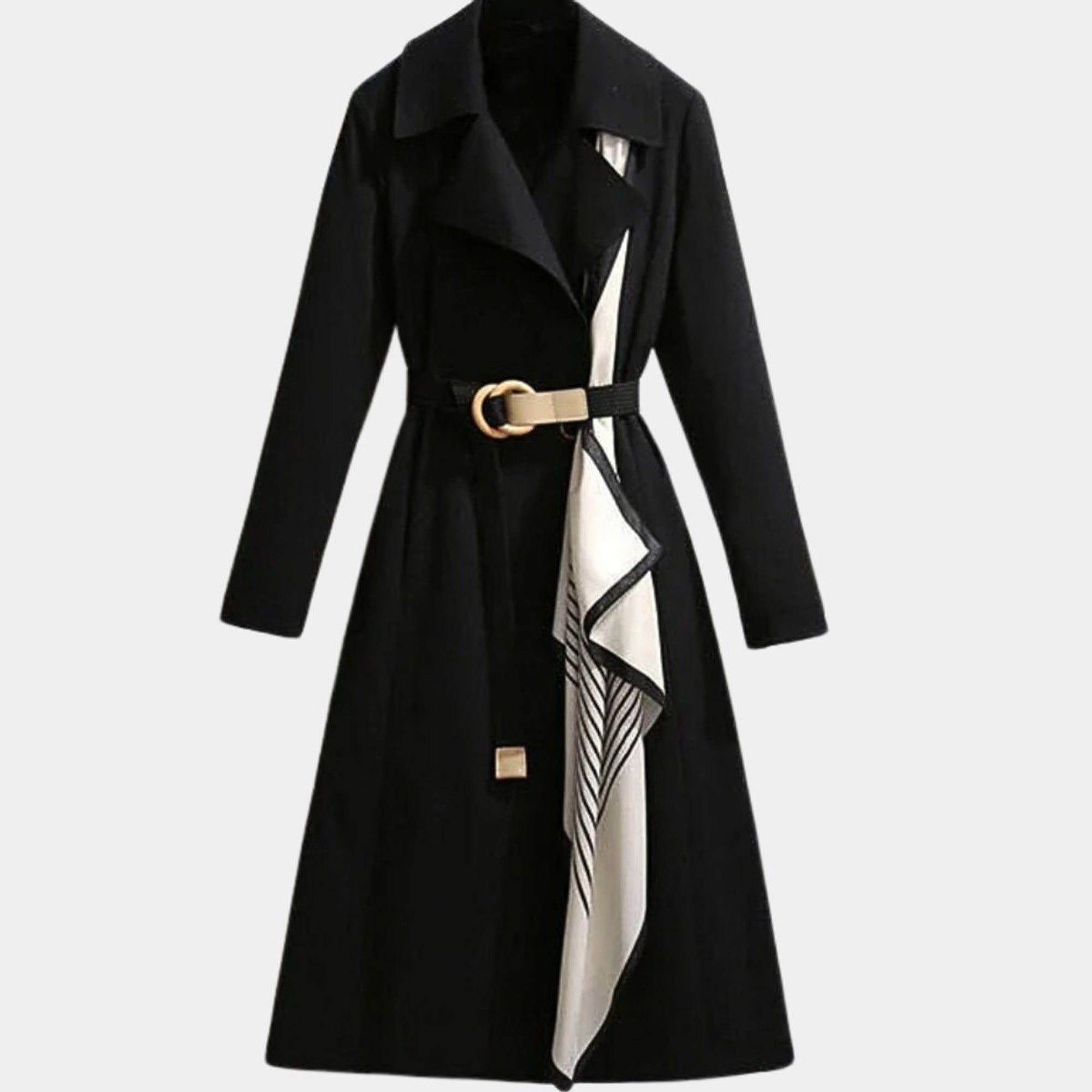 Women's Trench Coat Classic Midi Belted Scarf - Image 5
