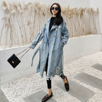Women's Trench Coat Distressed Double-Breasted With Belt - Image 7