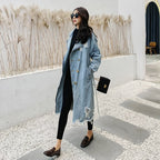 Women's Trench Coat Distressed Double-Breasted With Belt - Image 9