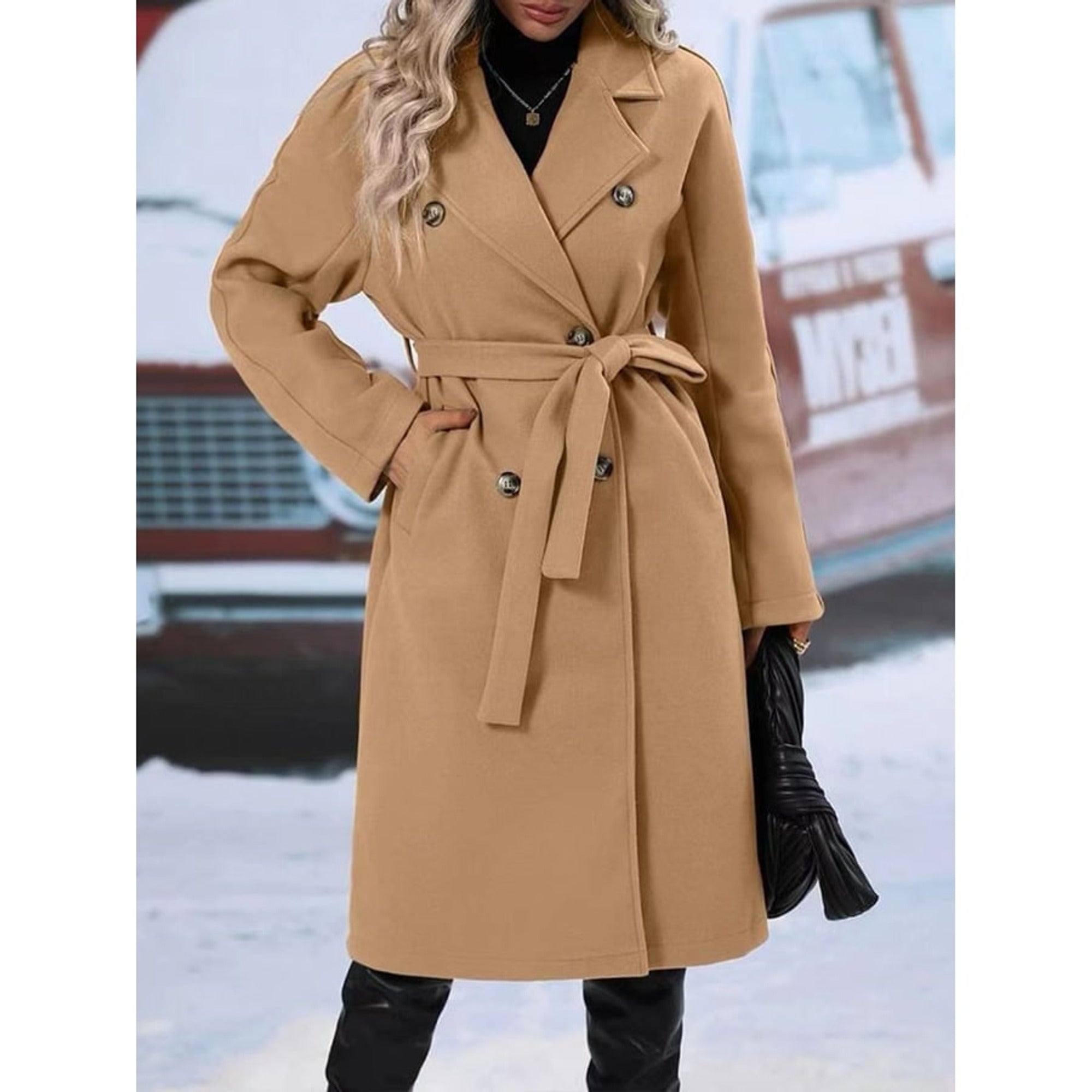 Women's Trench Coat Double Breasted Longline - Image 10