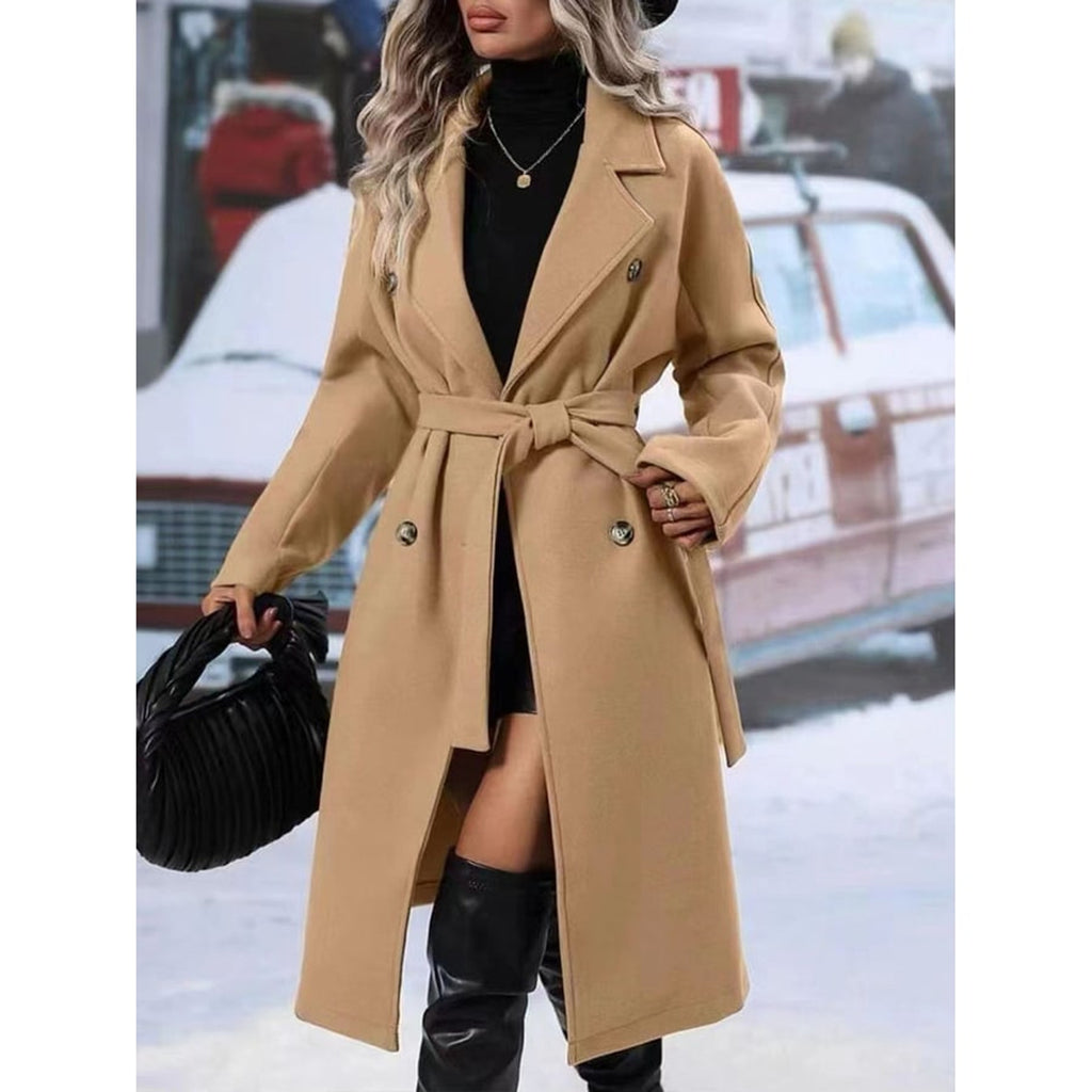 Women's Trench Coat Double Breasted Longline - Image 11