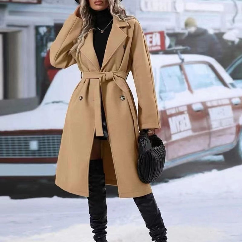 Women's Trench Coat Double Breasted Longline - Image 15