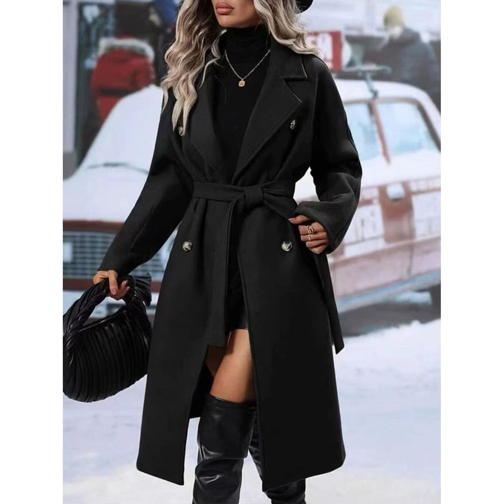 Women's Trench Coat Double Breasted Longline - Image 5