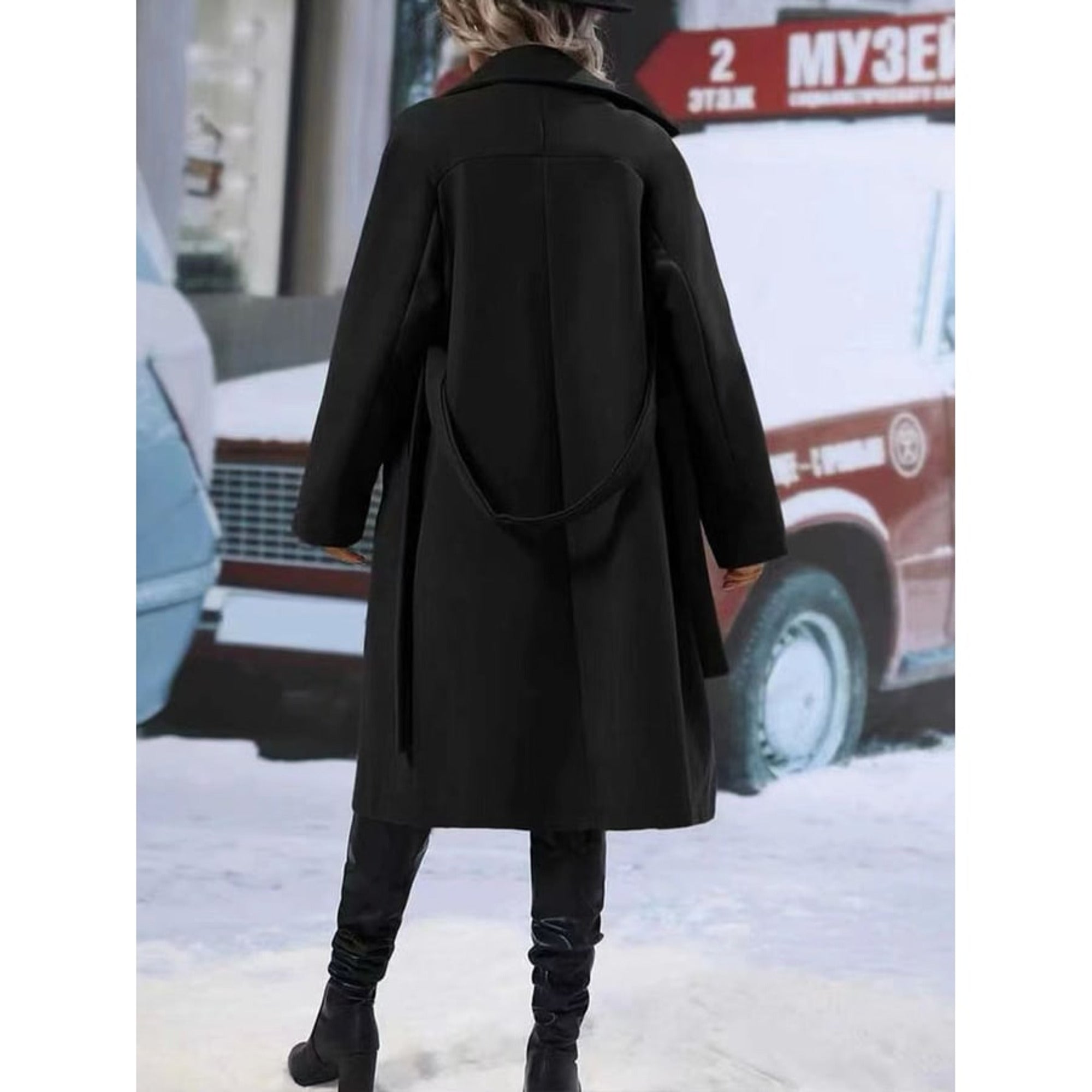 Women's Trench Coat Double Breasted Longline - Image 6