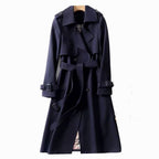 Women's Trench Coat Double-Breasted Longline Belted - Image 3