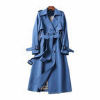 Women's Trench Coat Double-Breasted Longline Belted - Image 4