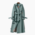 Women's Trench Coat Double-Breasted Longline Belted - Image 5