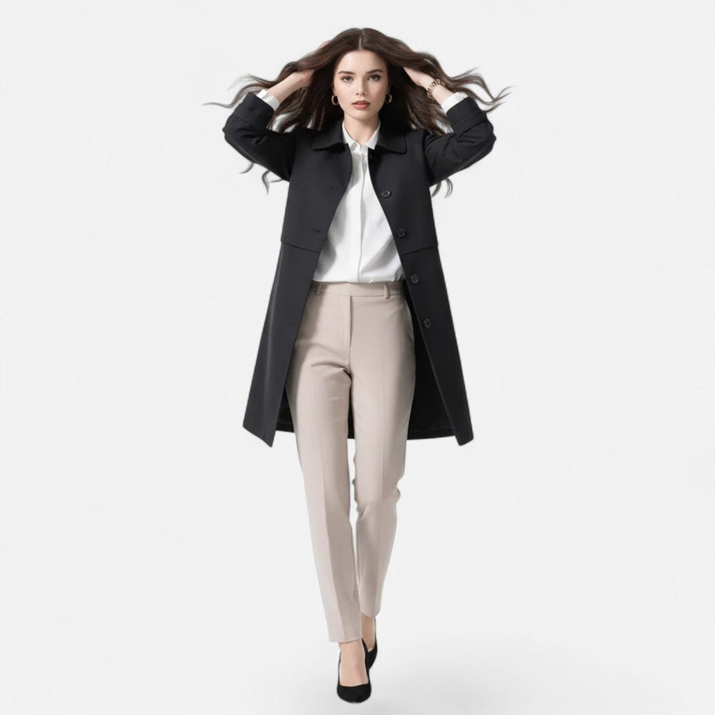 Women's Trench Coat Double Breasted Mid-Length Classic - Image 3