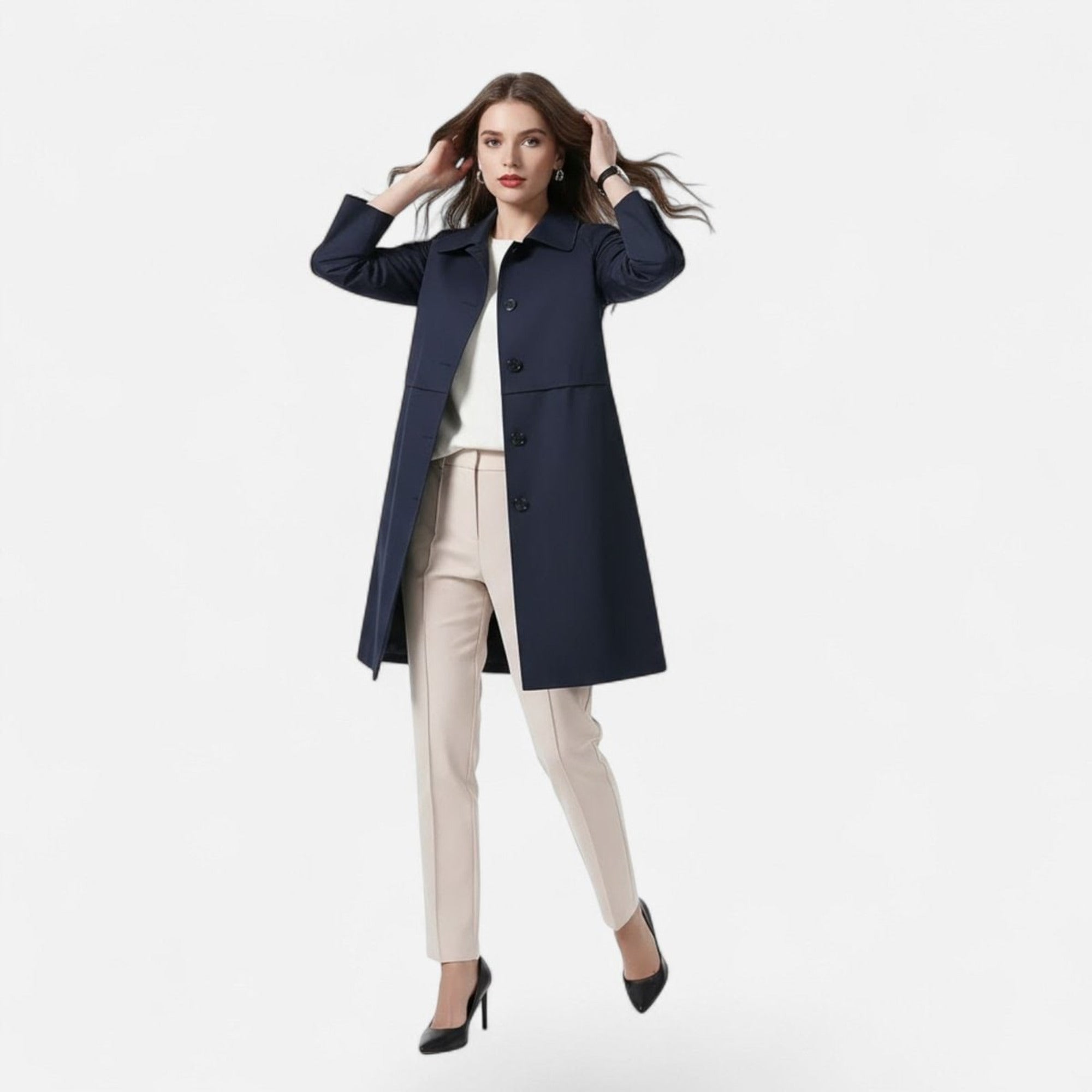 Women's Trench Coat Double Breasted Mid-Length Classic - Image 6