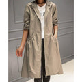 Women's Trench Coat Hooded With Zipper Pockets - Image 1
