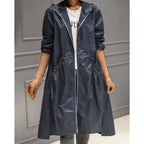 Women's Trench Coat Hooded With Zipper Pockets - Image 5