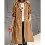 Women's Trench Coat Hooded With Zipper Pockets - Image 6
