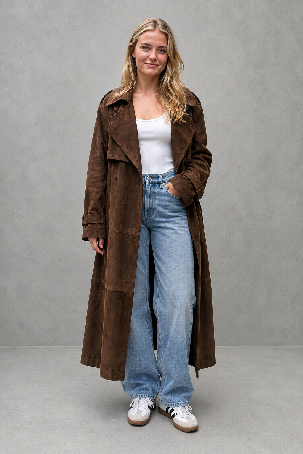 Women's Trench Coat Long Belted Wide Lapels - Image 1