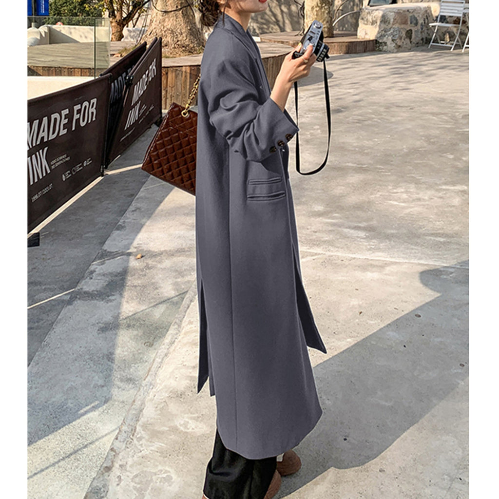 Women's Trench Coat Long Double Breasted Longline - Image 8