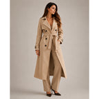 Women's Trench Coat Long Double-Breasted With Belt - Image 1