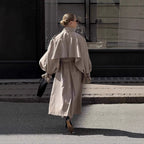 Women's Trench Coat Long Double-Breasted With Belt - Image 3