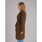 Women's Trench Coat Long Double-Breasted With Belt - Image 3