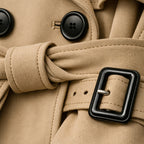 Women's Trench Coat Long Double-Breasted With Belt - Image 5