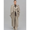 Women's Trench Coat Long Double-Breasted With Belt - Image 5