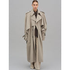 Women's Trench Coat Long Double-Breasted With Belt - Image 5
