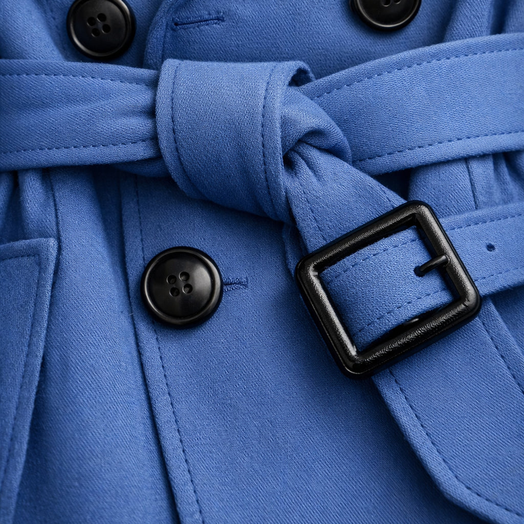 Women's Trench Coat Long Double-Breasted With Belt - Image 6