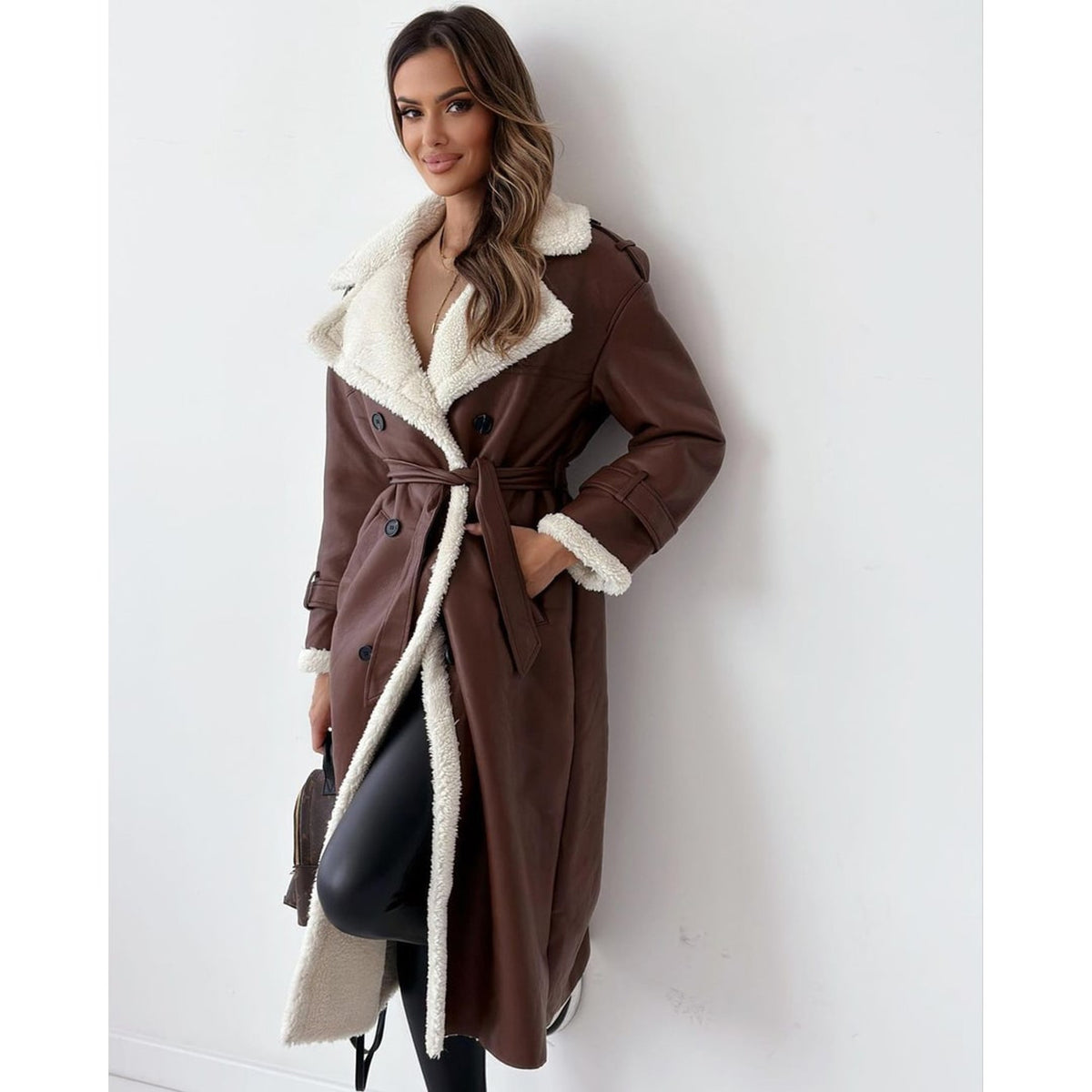 Women's Trench Coat Longline Double-Breasted - Image 4
