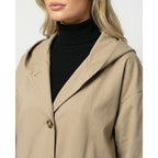 Women's Trench Coat Longline Hooded Button-Front - Image 2