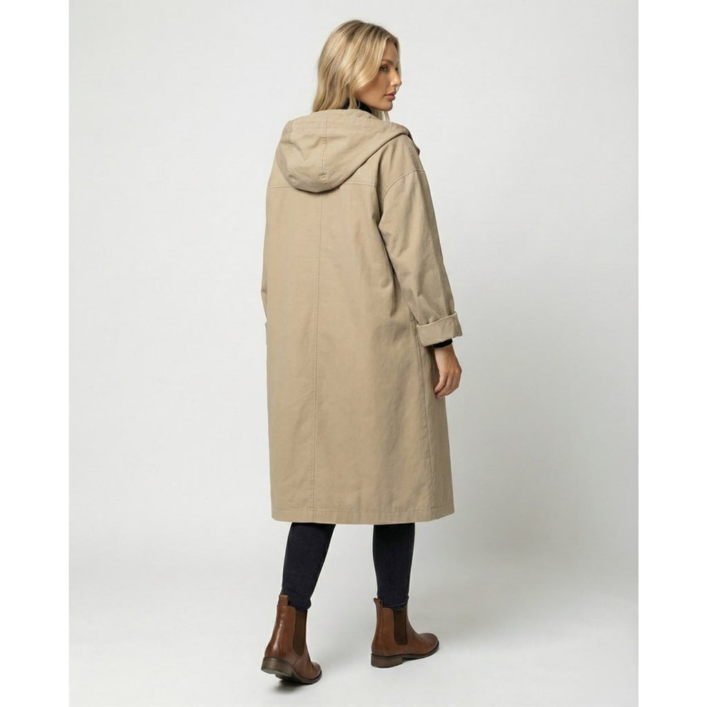 Women's Trench Coat Longline Hooded Button-Front - Image 3
