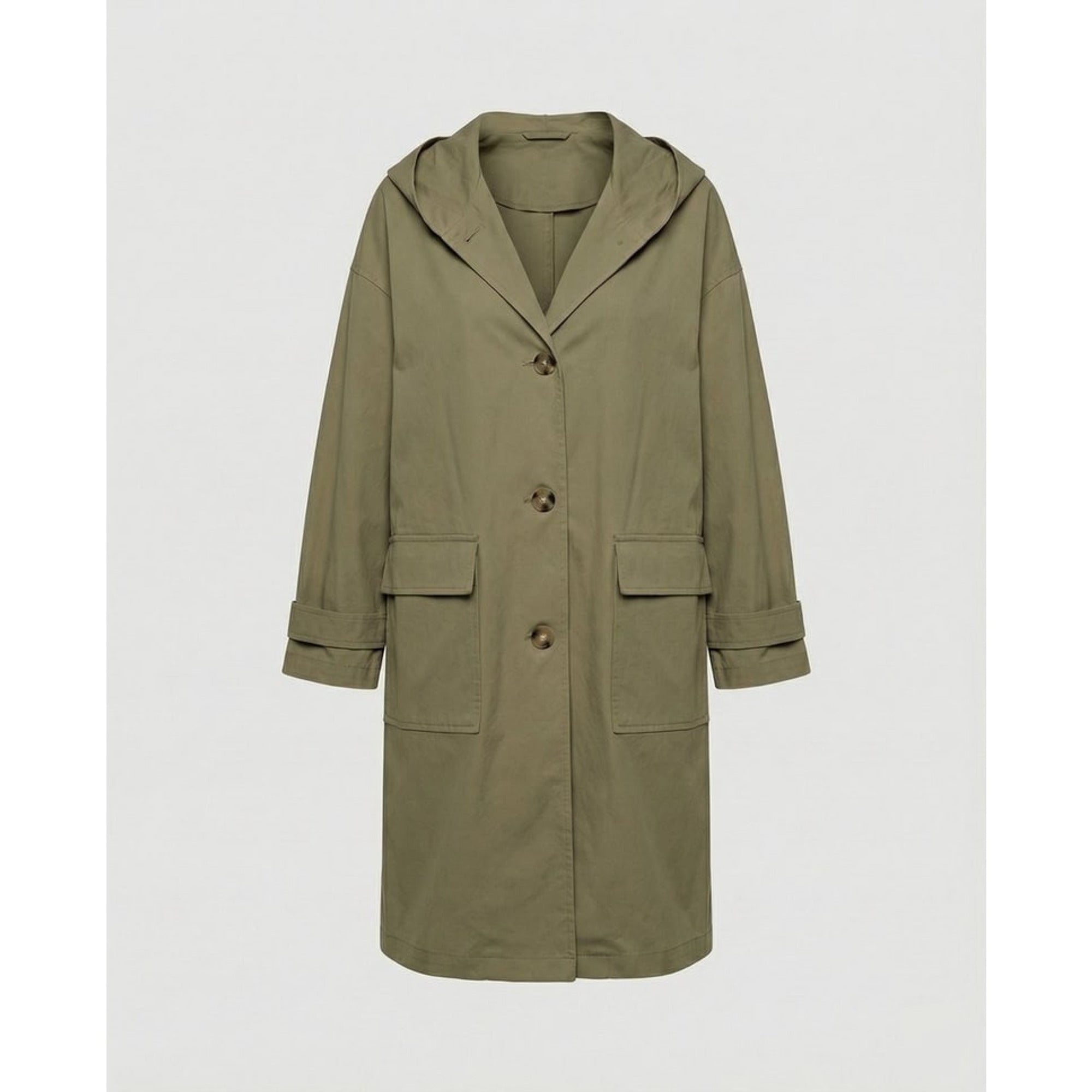 Women's Trench Coat Longline Hooded Button-Front - Image 5