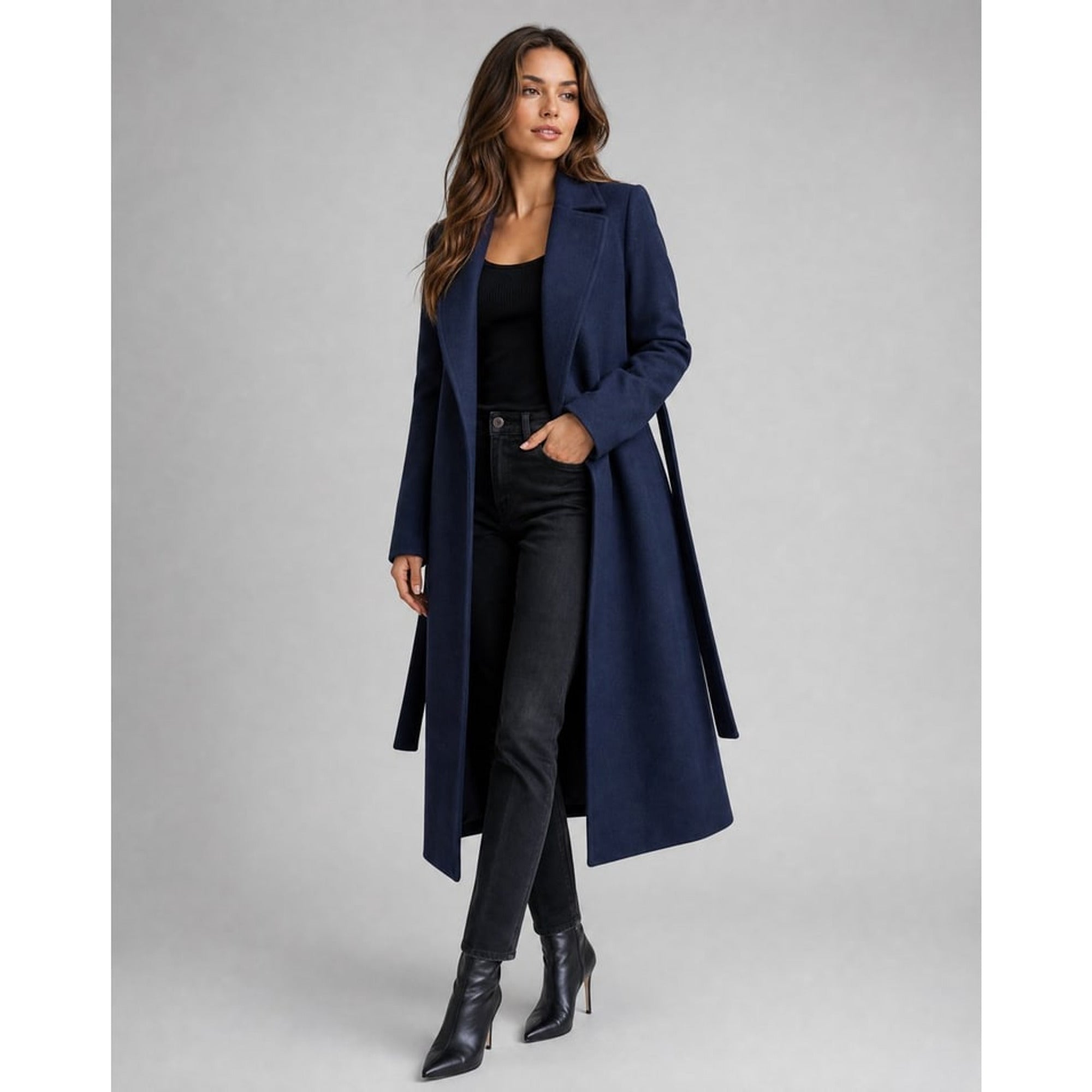 Women's Trench Coat Longline With Self-Tie Belt - Image 2