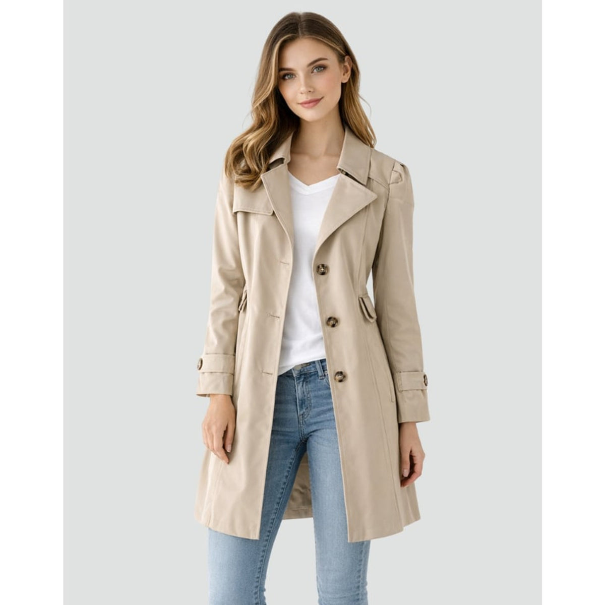 Women's Trench Coat Mid-Length Single-Breasted - Image 2