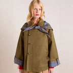 Women's Trench Coat Oversized Plaid Accents - Image 1