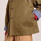 Women's Trench Coat Oversized Plaid Accents - Image 3