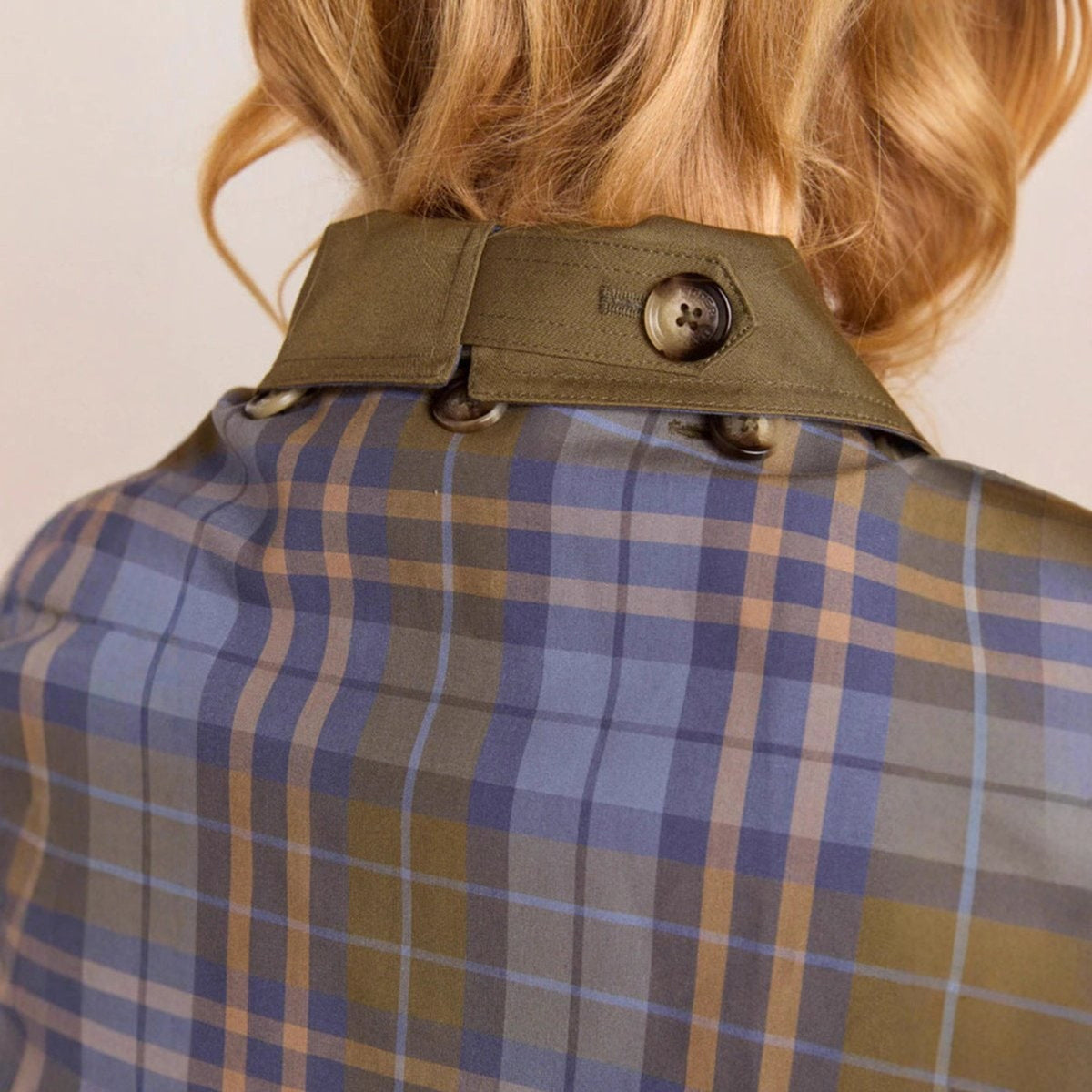 Women's Trench Coat Oversized Plaid Accents - Image 4