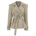 Women's Trench Coat Short Double-Breasted Tie Waist - Image 3