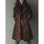 Women's Trench Coat Single-Breasted Button-Front Longline - Image 2