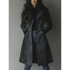 Women's Trench Coat Single-Breasted Button-Front Longline - Image 4