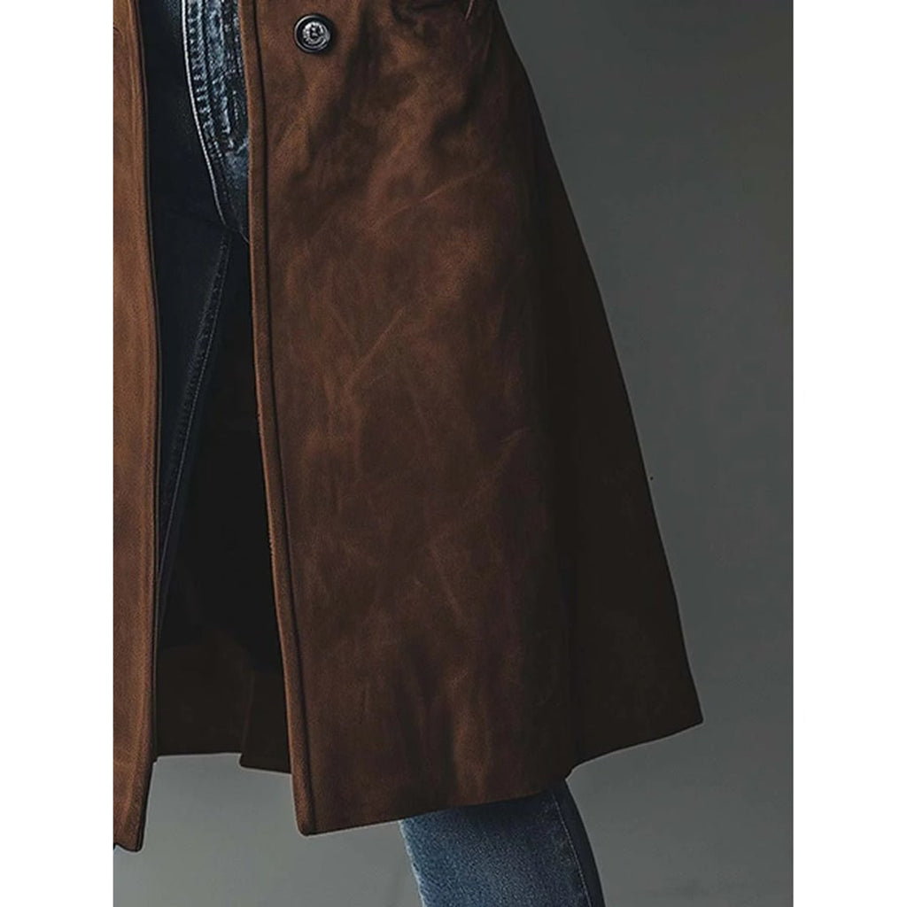 Women's Trench Coat Single-Breasted Button-Front Longline - Image 6