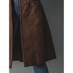 Women's Trench Coat Single-Breasted Button-Front Longline - Image 6
