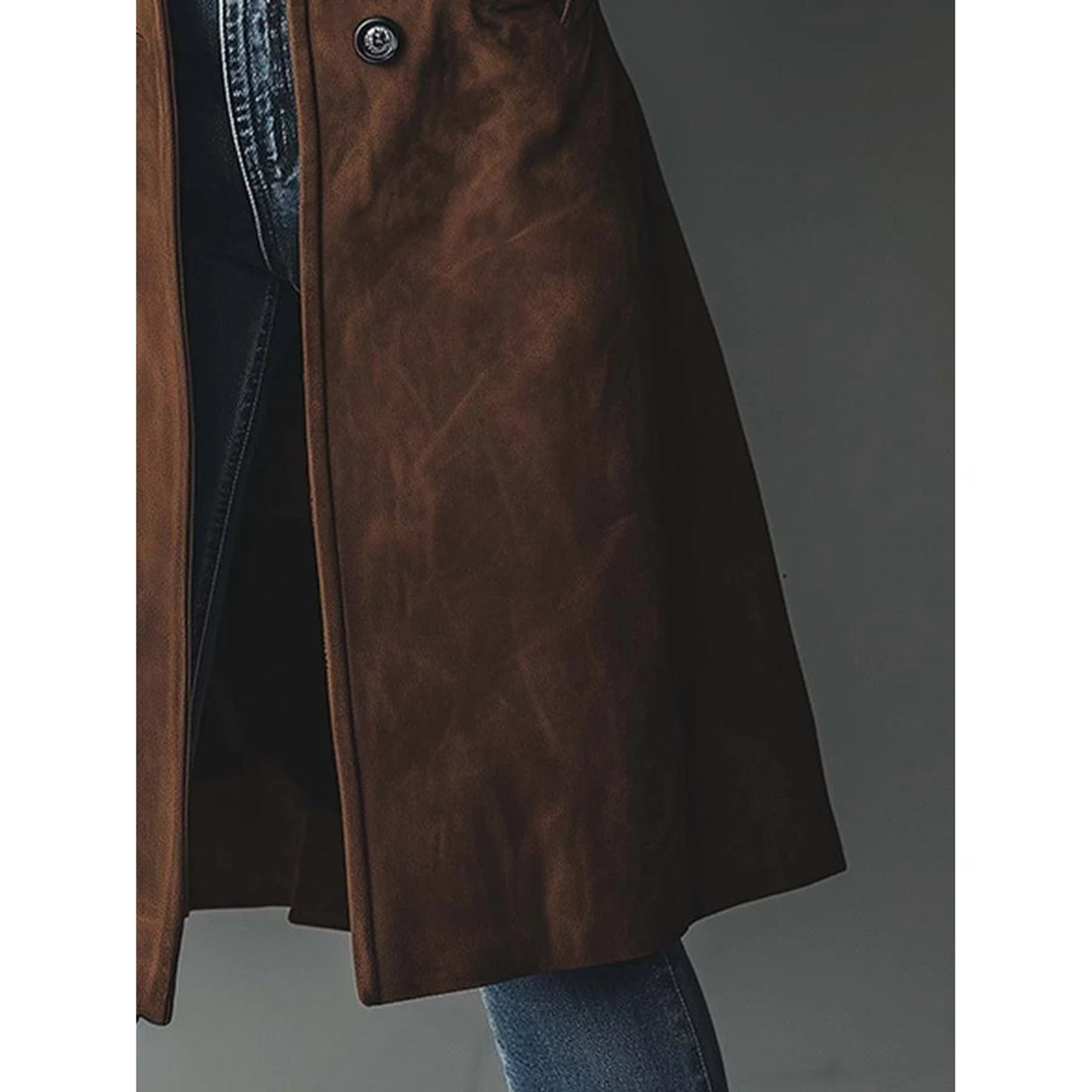 Women's Trench Coat Single-Breasted Button-Front Longline - Image 6