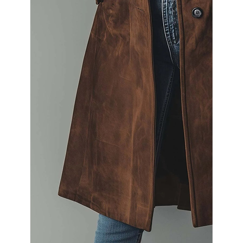 Women's Trench Coat Single-Breasted Button-Front Longline - Image 7