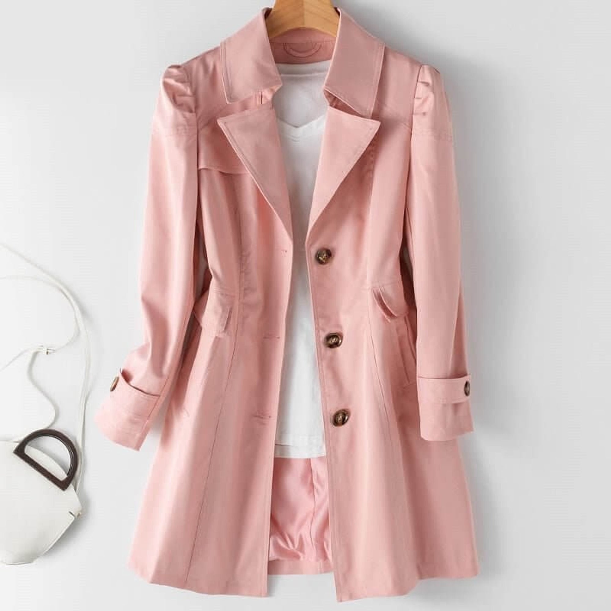Women's Trench Coat Single-Breasted Knee-Length - Image 1