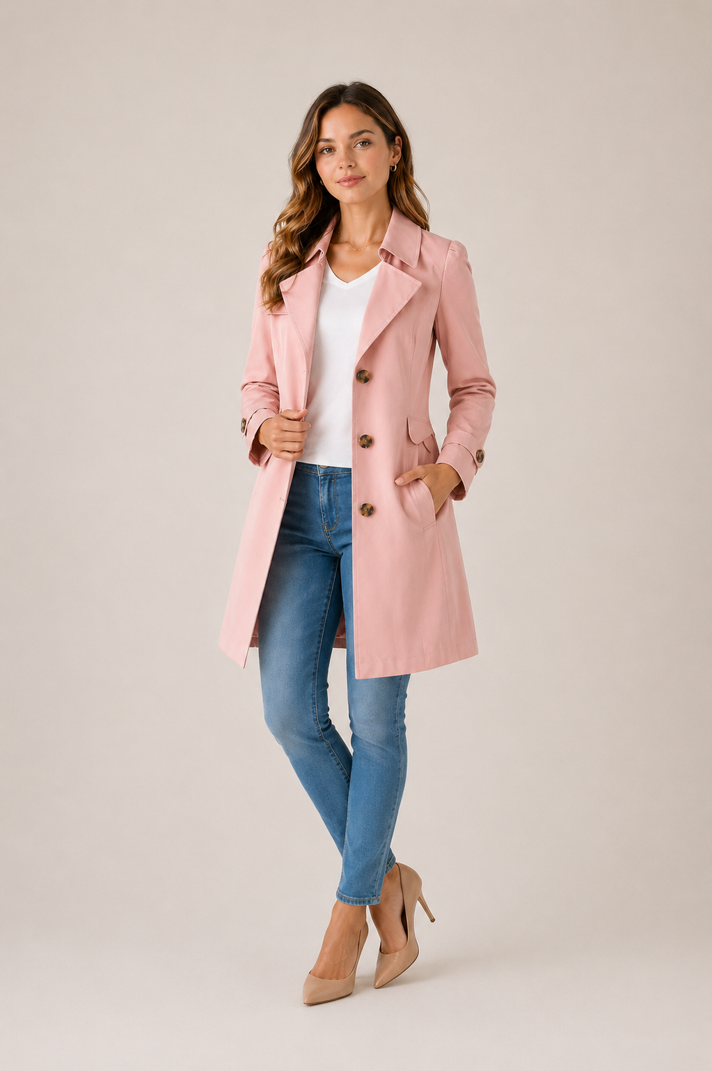 Women's Trench Coat Tailored Single-Breasted Knee-Length - Image 3